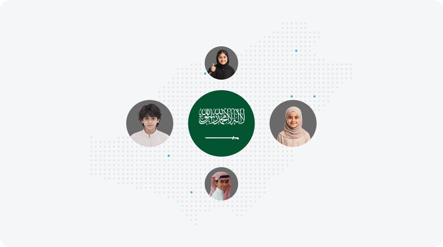Tutors and students connected across a map of Saudi Arabia in the Mualimi app